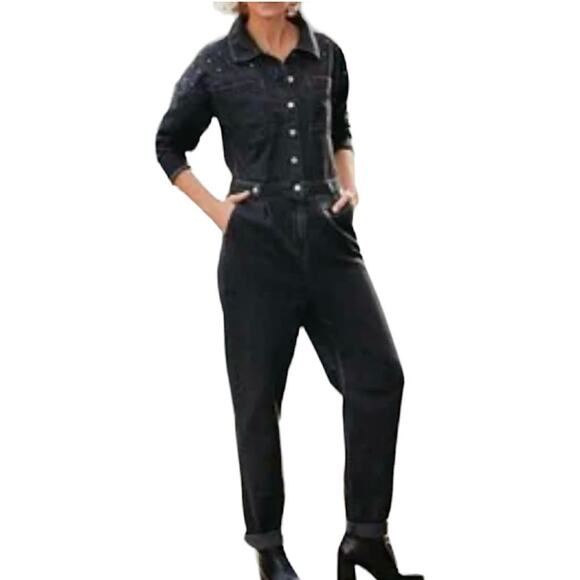 Savannah Miller Next denim studded utility jumpsuit coverall 10 medium P 7060 - Picture 1 of 15